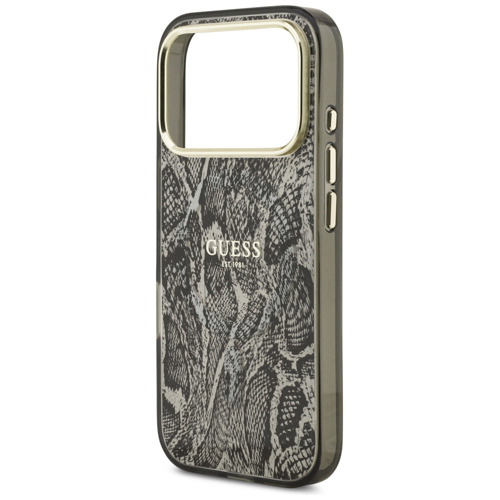 Husa MagSafe pentru Apple iPhone 18 Pro Max / 17 Pro Max, Guess, Python Pattern, Neagra