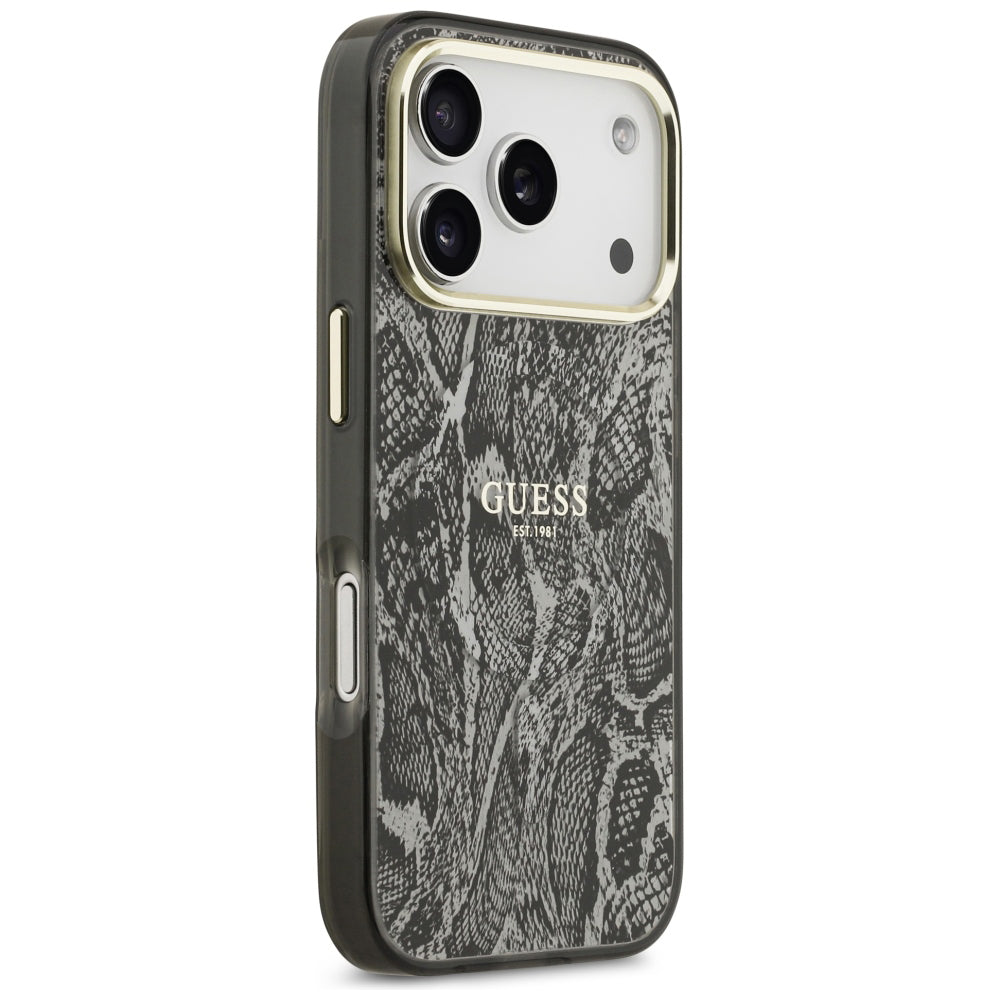 Husa MagSafe pentru Apple iPhone 18 Pro Max / 17 Pro Max, Guess, Python Pattern, Neagra