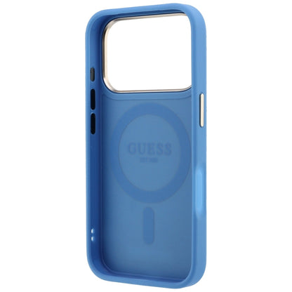 Husa MagSafe pentru Apple iPhone 18 Pro Max / 17 Pro Max, Guess, Ring Stand 360 4G Classic Logo, Albastra