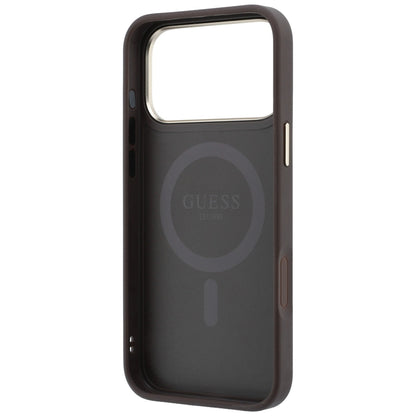 Husa MagSafe pentru Apple iPhone 18 Pro Max / 17 Pro Max, Guess, Ring Stand 360 4G Classic Logo, Maro