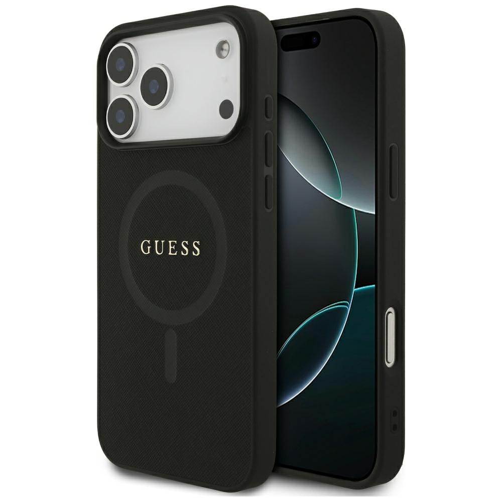 Husa MagSafe pentru Apple iPhone 18 Pro Max / 17 Pro Max, Guess, Saffiano, Neagra