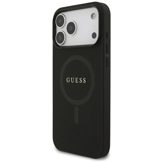 Husa MagSafe pentru Apple iPhone 18 Pro Max / 17 Pro Max, Guess, Saffiano, Neagra