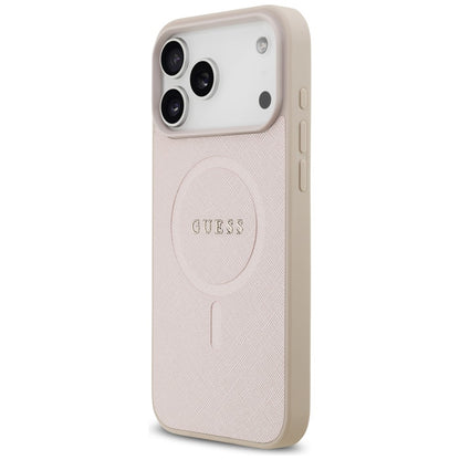 Husa MagSafe pentru Apple iPhone 18 Pro Max / 17 Pro Max, Guess, Saffiano, Roz