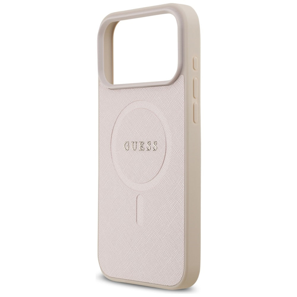 Husa MagSafe pentru Apple iPhone 18 Pro Max / 17 Pro Max, Guess, Saffiano, Roz