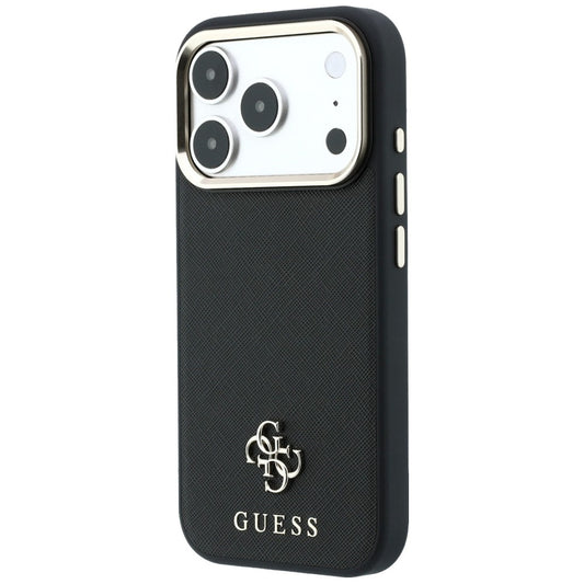 Husa MagSafe pentru Apple iPhone 18 Pro Max / 17 Pro Max, Guess, Saffiano Small 4G Classic, Neagra