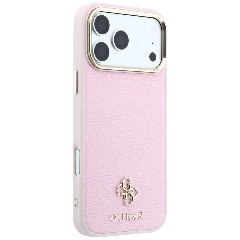 Husa MagSafe pentru Apple iPhone 18 Pro Max / 17 Pro Max, Guess, Saffiano Small 4G Classic, Roz