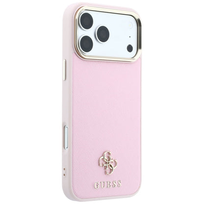 Husa MagSafe pentru Apple iPhone 18 Pro Max / 17 Pro Max, Guess, Saffiano Small 4G Classic, Roz