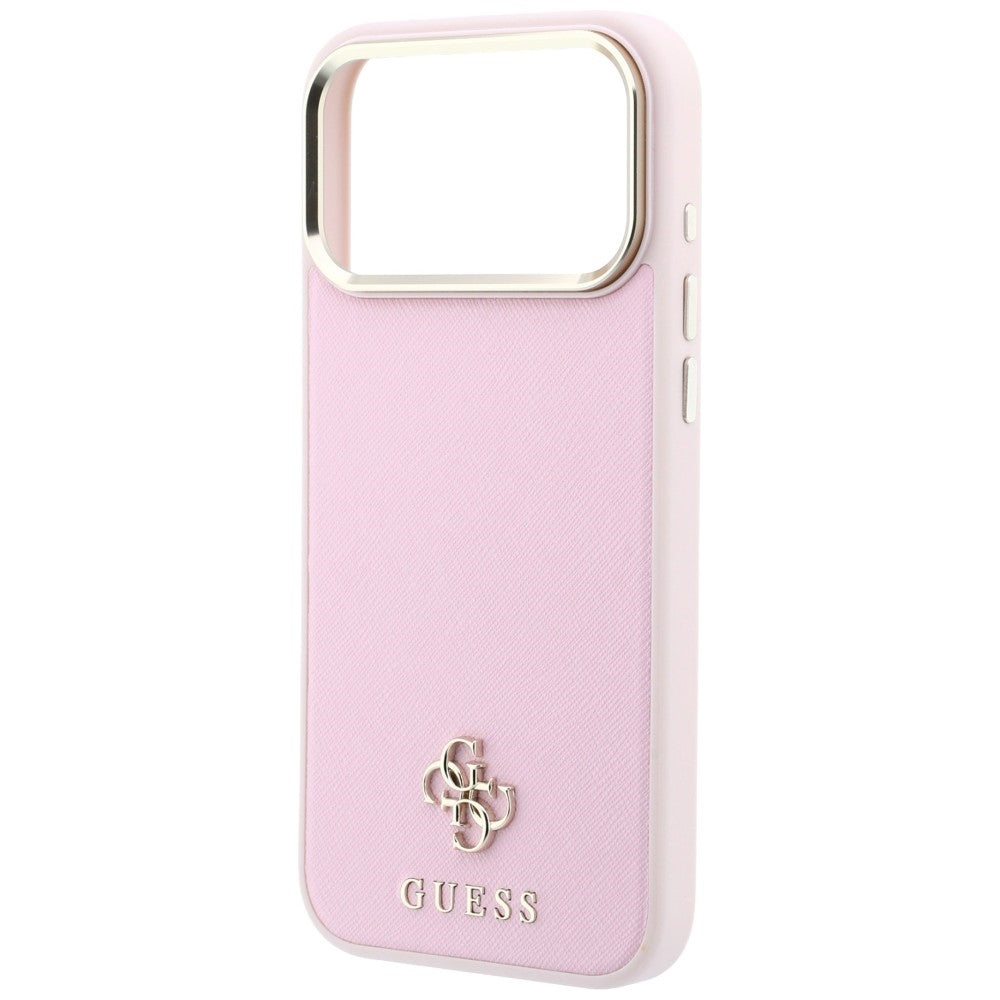 Husa MagSafe pentru Apple iPhone 18 Pro Max / 17 Pro Max, Guess, Saffiano Small 4G Classic, Roz