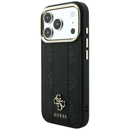 Husa MagSafe pentru Apple iPhone 18 Pro Max / 17 Pro Max, Guess, Stripe Peony 4G, Neagra