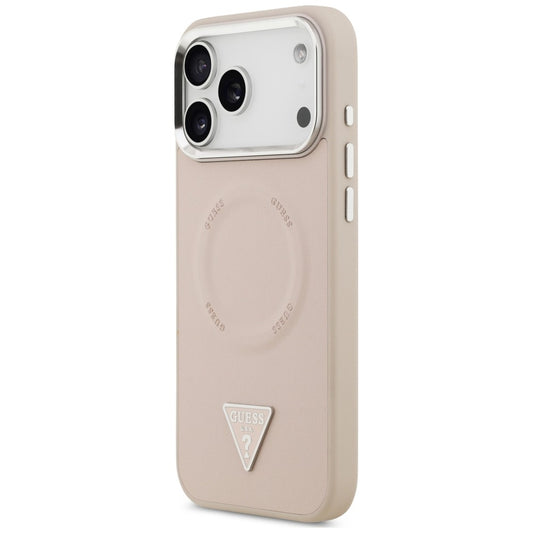 Husa MagSafe pentru Apple iPhone 18 Pro Max / 17 Pro Max, Guess, Triangle Logo, Roz