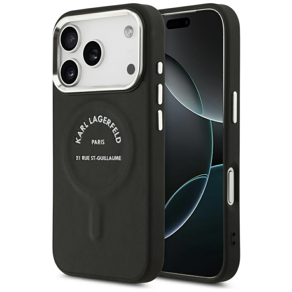 Husa MagSafe pentru Apple iPhone 18 Pro Max / 17 Pro Max, Karl Lagerfeld, EMB. Ring Karl RSG Logo, Neagra