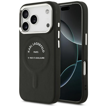 Husa MagSafe pentru Apple iPhone 18 Pro Max / 17 Pro Max, Karl Lagerfeld, EMB. Ring Karl RSG Logo, Neagra