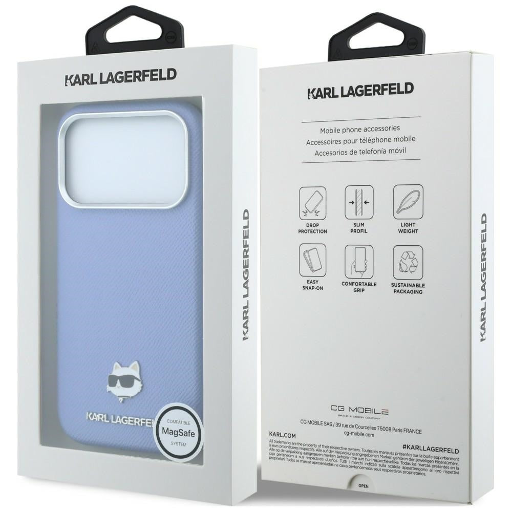 Husa MagSafe pentru Apple iPhone 18 Pro Max / 17 Pro Max, Karl Lagerfeld, Grained Choupette Head, Bleu