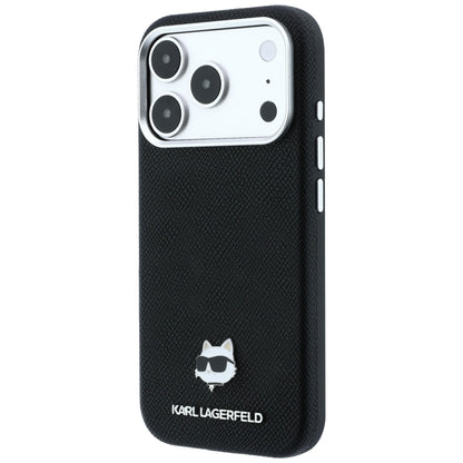 Husa MagSafe pentru Apple iPhone 18 Pro Max / 17 Pro Max, Karl Lagerfeld, Grained Choupette Head Metal, Neagra