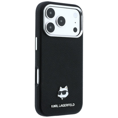 Husa MagSafe pentru Apple iPhone 18 Pro Max / 17 Pro Max, Karl Lagerfeld, Grained Choupette Head Metal, Neagra