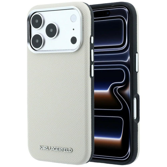 Husa MagSafe pentru Apple iPhone 18 Pro Max / 17 Pro Max, Karl Lagerfeld, Grained Elongated Logo, Bej