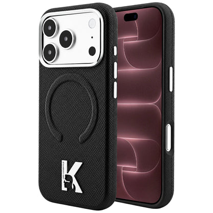 Husa MagSafe pentru Apple iPhone 18 Pro Max / 17 Pro Max, Karl Lagerfeld, Grained Embossed Ring , Neagra