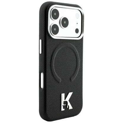 Husa MagSafe pentru Apple iPhone 18 Pro Max / 17 Pro Max, Karl Lagerfeld, Grained Embossed Ring , Neagra