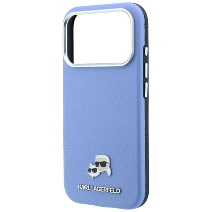 Husa MagSafe pentru Apple iPhone 18 Pro Max / 17 Pro Max, Karl Lagerfeld, Grained Karl & Choupette Head's Metal, Bleu