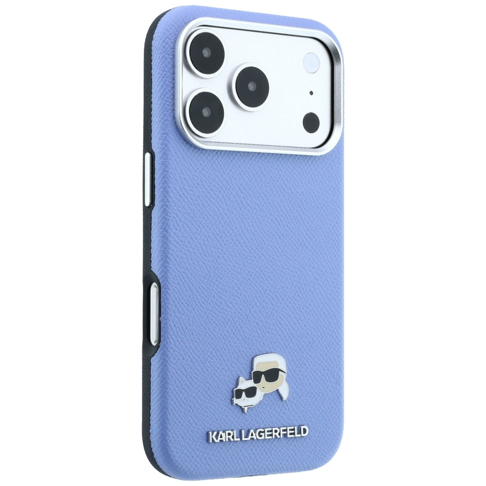 Husa MagSafe pentru Apple iPhone 18 Pro Max / 17 Pro Max, Karl Lagerfeld, Grained Karl & Choupette Head's Metal, Bleu