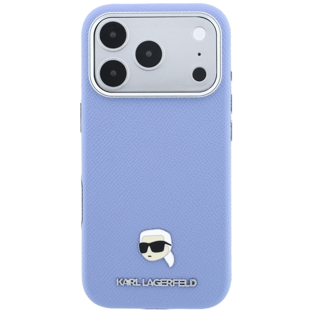 Husa MagSafe pentru Apple iPhone 18 Pro Max / 17 Pro Max, Karl Lagerfeld, Grained Karl Head's Metal, Bleu