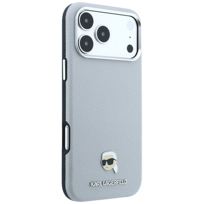 Husa MagSafe pentru Apple iPhone 18 Pro Max / 17 Pro Max, Karl Lagerfeld, Grained Karl Head's Metal, Gri