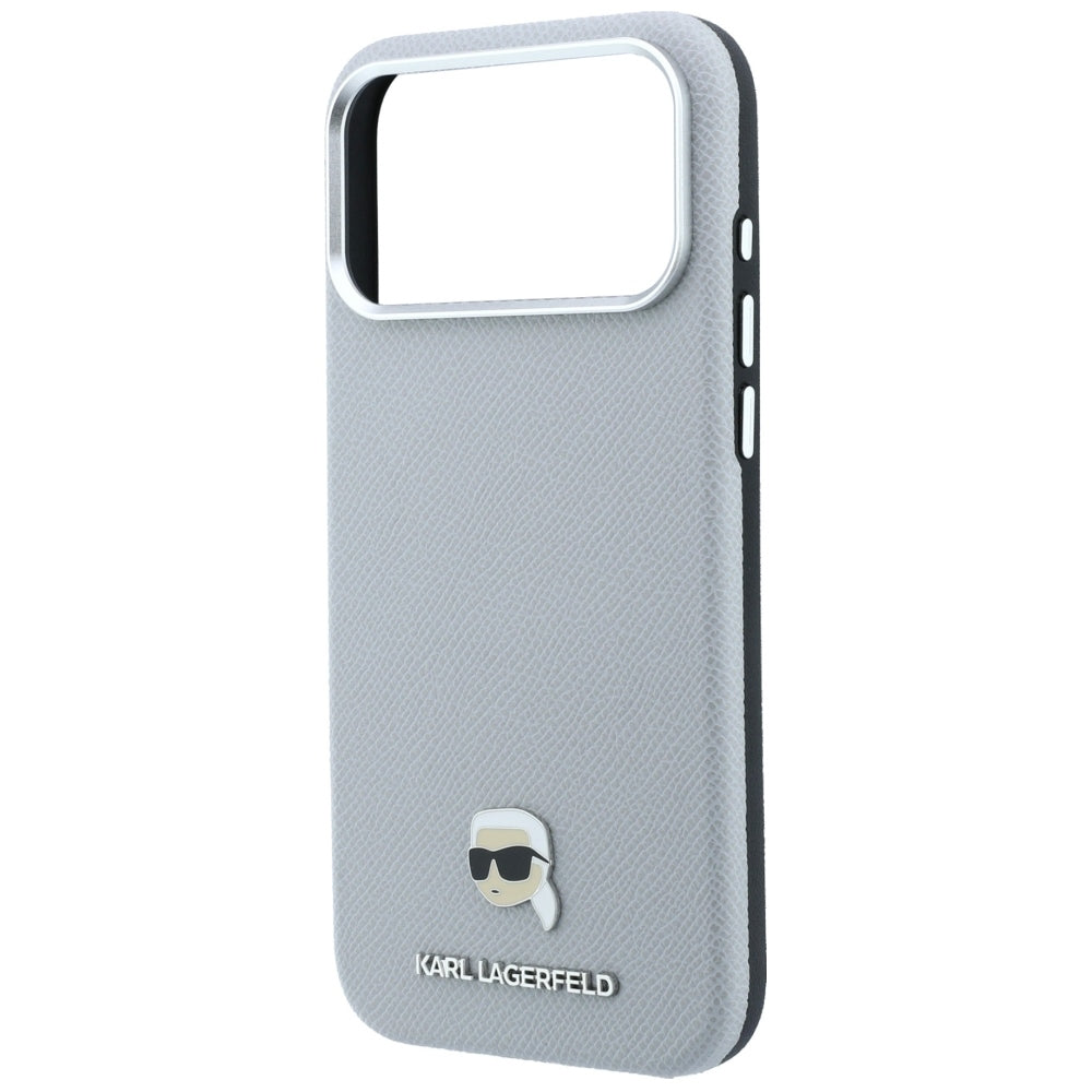 Husa MagSafe pentru Apple iPhone 18 Pro Max / 17 Pro Max, Karl Lagerfeld, Grained Karl Head's Metal, Gri