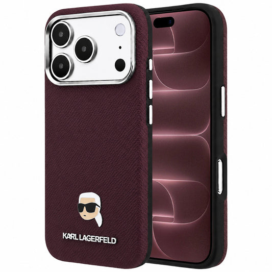 Husa MagSafe pentru Apple iPhone 18 Pro Max / 17 Pro Max, Karl Lagerfeld, Grained Karl Head's Metal, Visinie