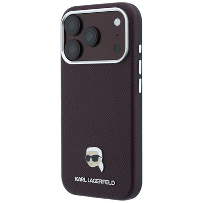 Husa MagSafe pentru Apple iPhone 18 Pro Max / 17 Pro Max, Karl Lagerfeld, Grained Karl Head's Metal, Visinie