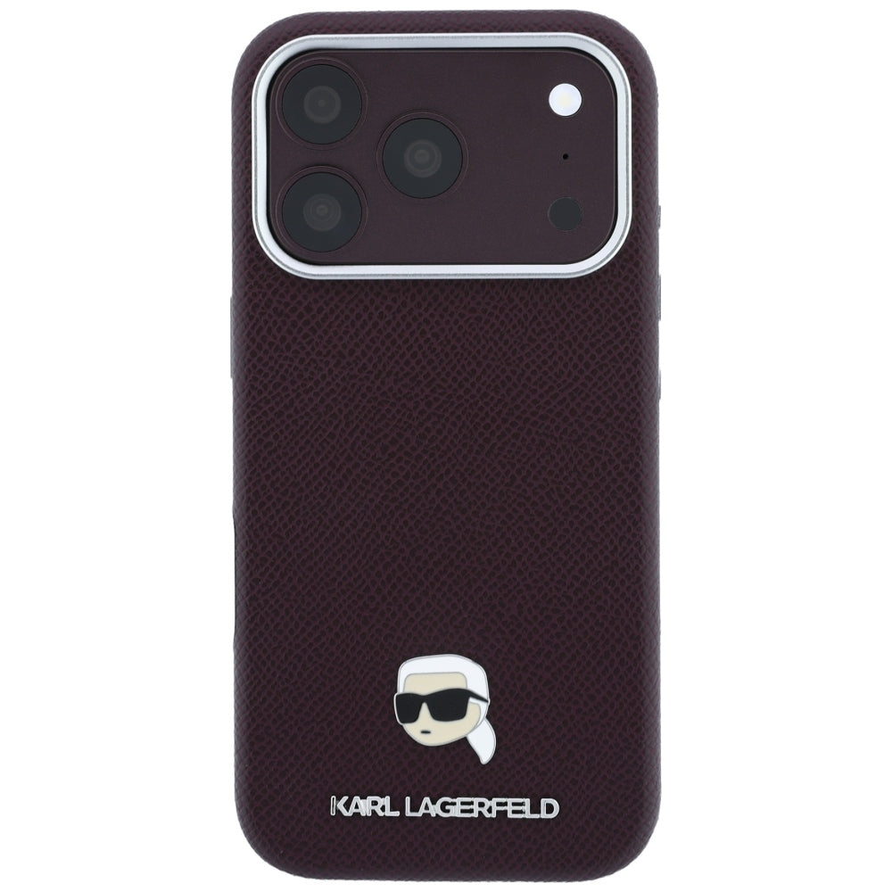 Husa MagSafe pentru Apple iPhone 18 Pro Max / 17 Pro Max, Karl Lagerfeld, Grained Karl Head's Metal, Visinie