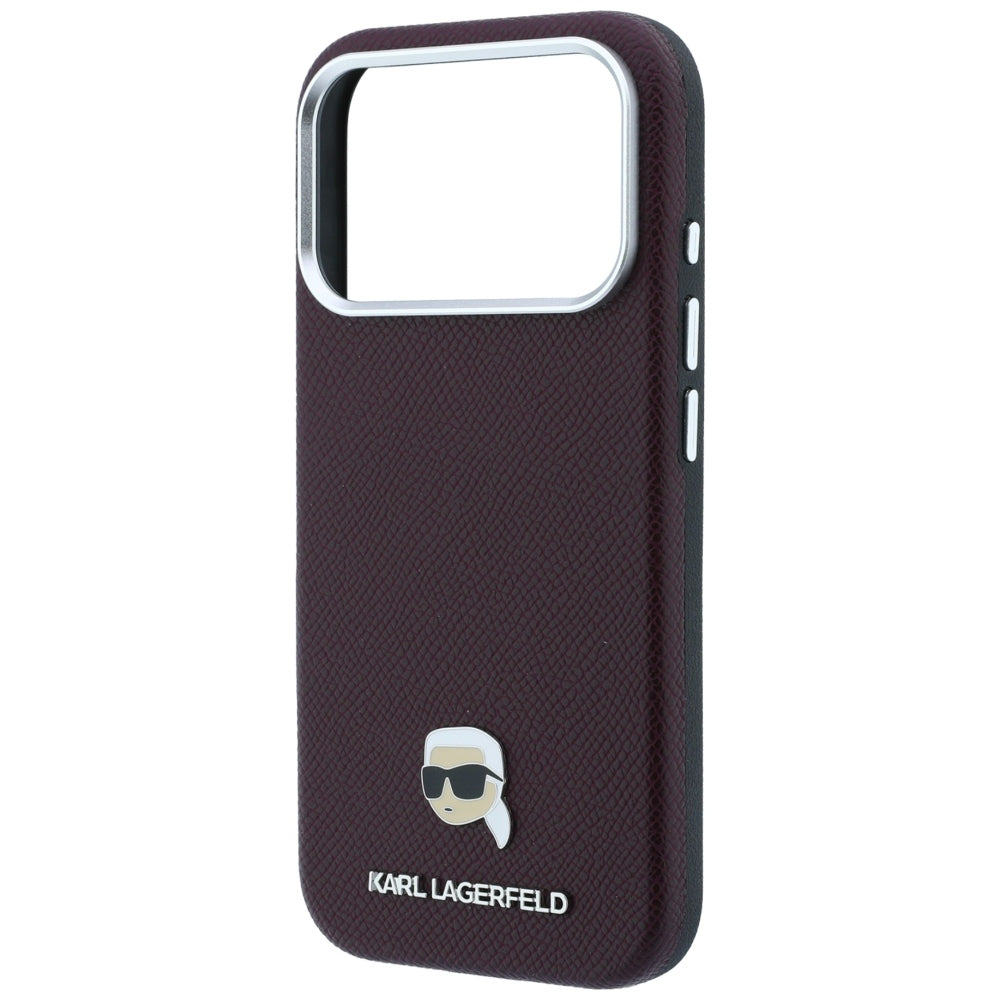 Husa MagSafe pentru Apple iPhone 18 Pro Max / 17 Pro Max, Karl Lagerfeld, Grained Karl Head's Metal, Visinie