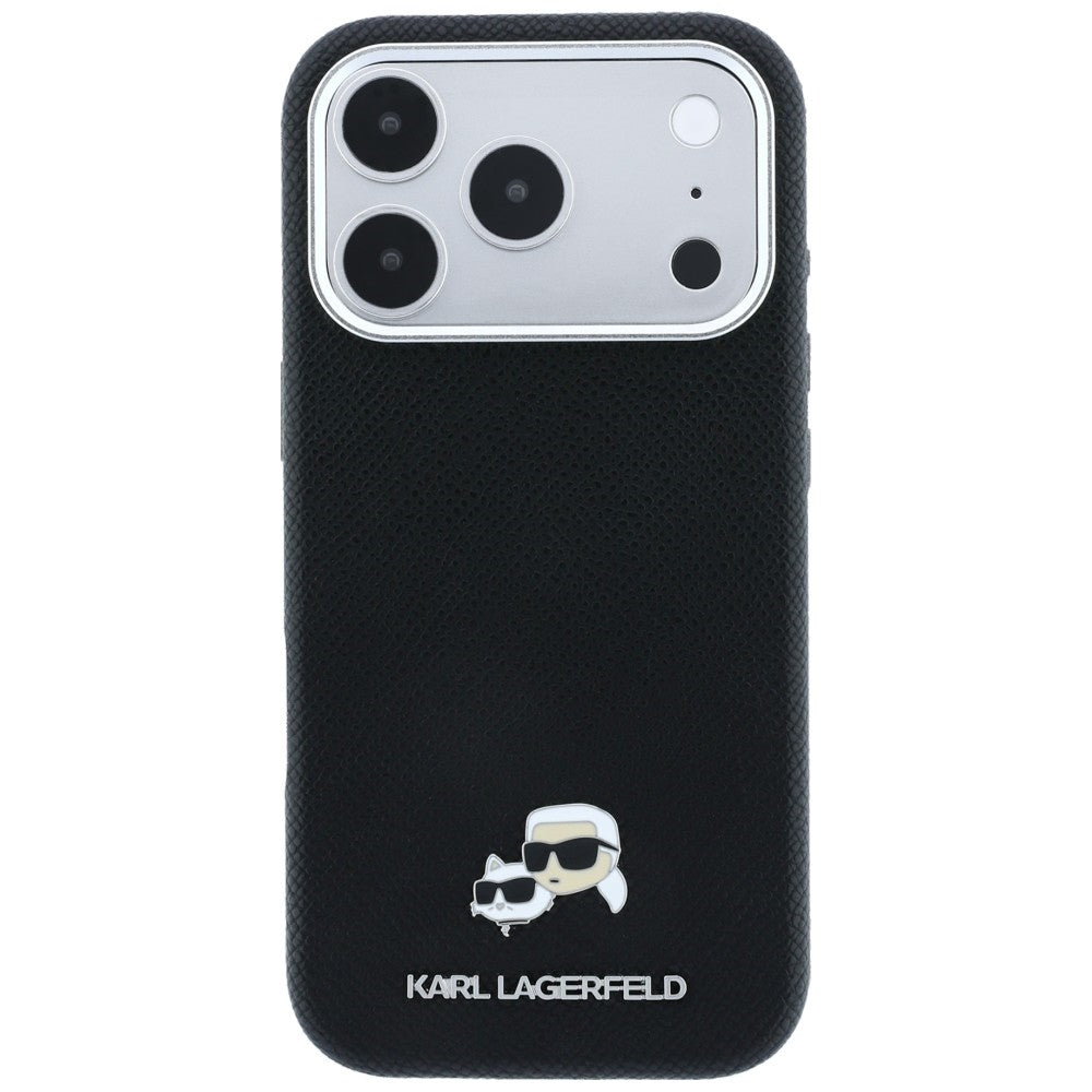 Husa MagSafe pentru Apple iPhone 18 Pro Max / 17 Pro Max, Karl Lagerfeld, Grained KC Heads, Neagra