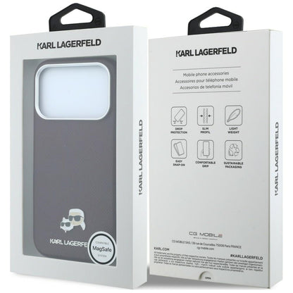 Husa MagSafe pentru Apple iPhone 18 Pro Max / 17 Pro Max, Karl Lagerfeld, Grained KC Heads, Visinie
