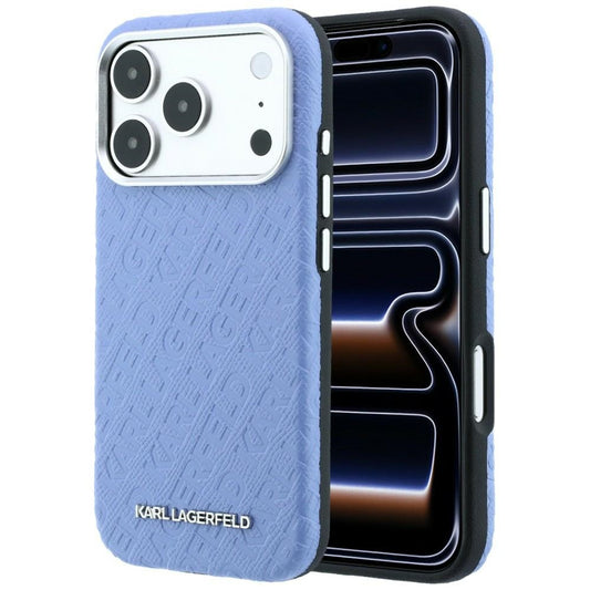 Husa MagSafe pentru Apple iPhone 18 Pro Max / 17 Pro Max, Karl Lagerfeld, Grained Metal Logo, Albastra