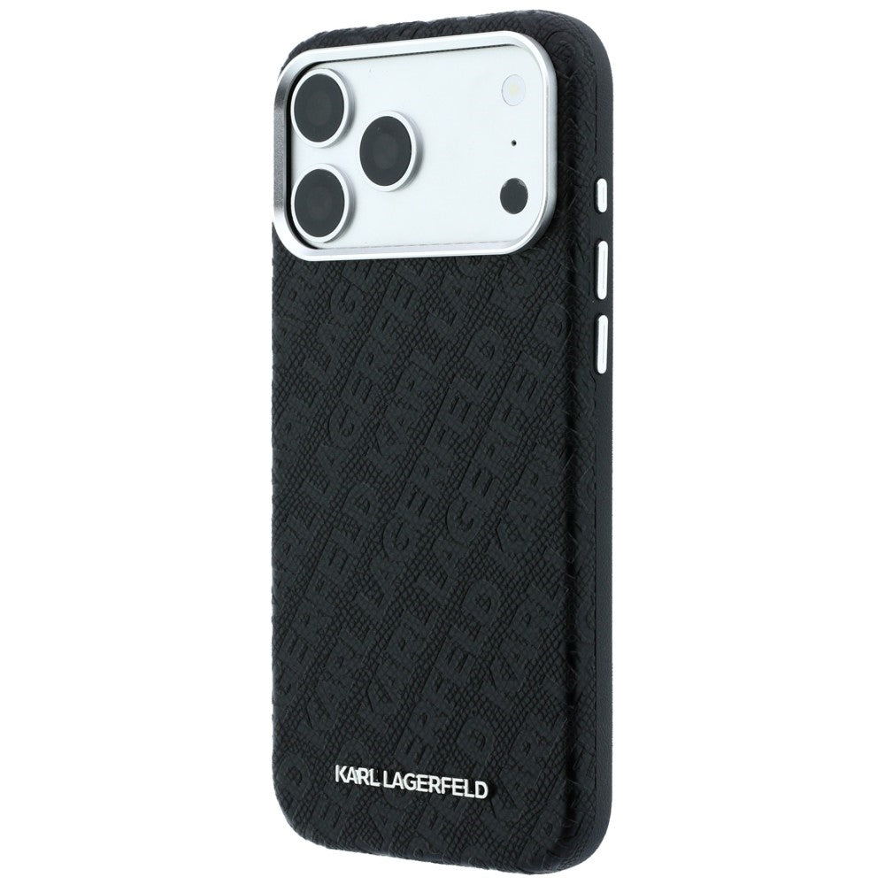 Husa MagSafe pentru Apple iPhone 18 Pro Max / 17 Pro Max, Karl Lagerfeld, Grained Metal Logo, Neagra