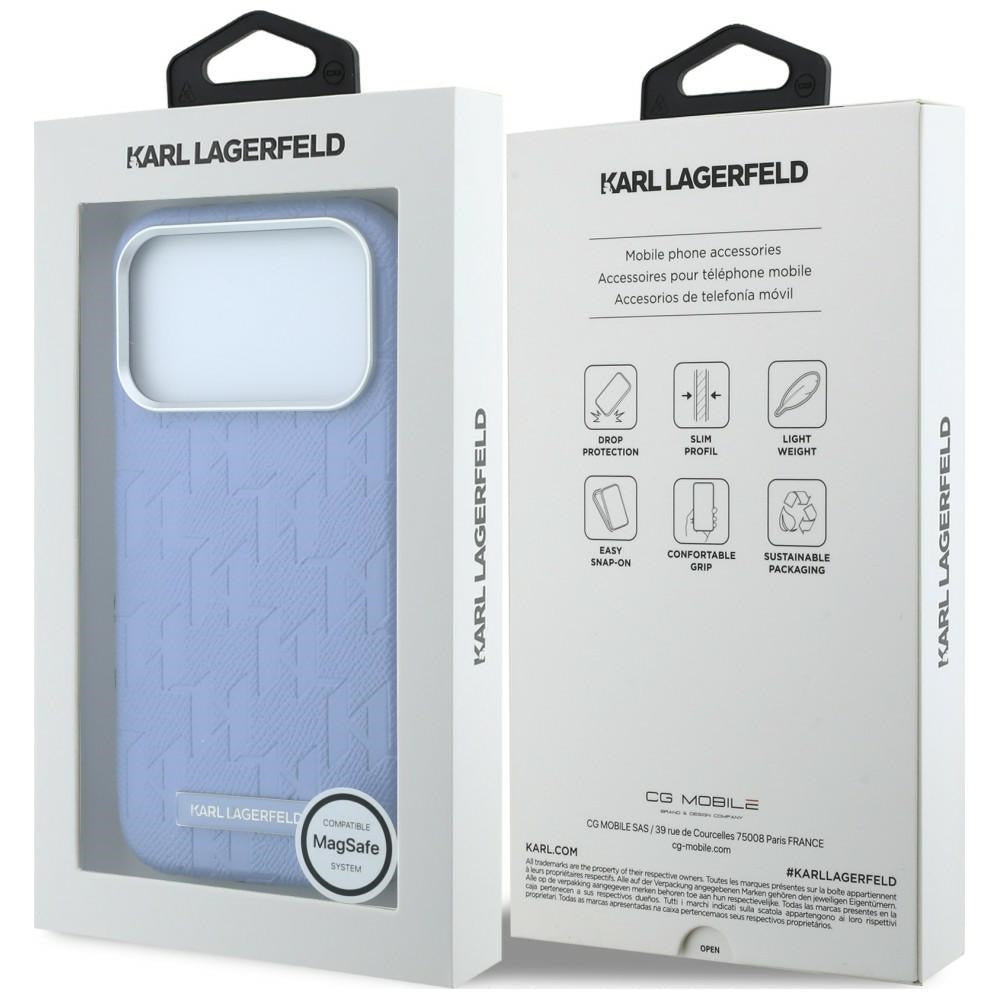 Husa MagSafe pentru Apple iPhone 18 Pro Max / 17 Pro Max, Karl Lagerfeld, Grained Mono Resin Logo, Bleu