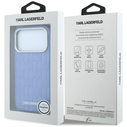 Husa MagSafe pentru Apple iPhone 18 Pro Max / 17 Pro Max, Karl Lagerfeld, Grained Mono Resin Logo, Bleu