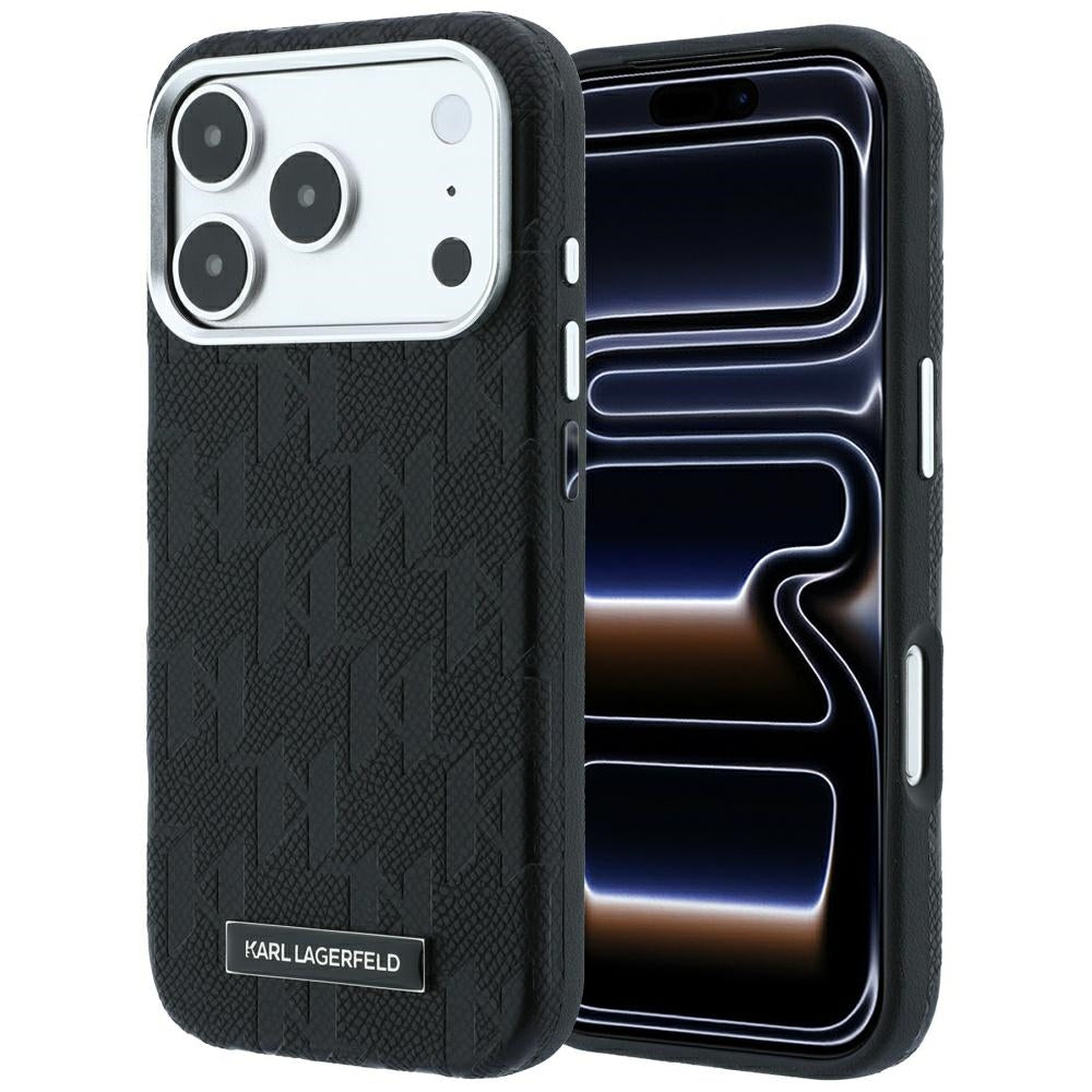 Husa MagSafe pentru Apple iPhone 18 Pro Max / 17 Pro Max, Karl Lagerfeld, Grained Mono Resin Logo, Neagra
