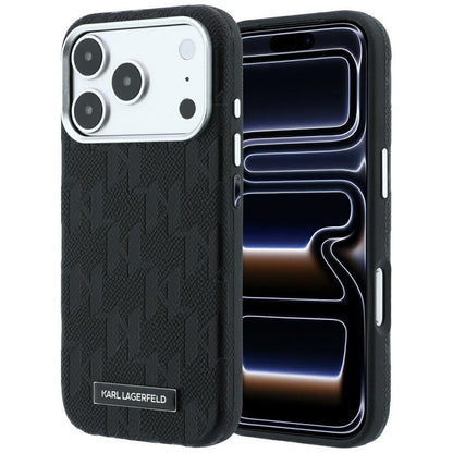 Husa MagSafe pentru Apple iPhone 18 Pro Max / 17 Pro Max, Karl Lagerfeld, Grained Mono Resin Logo, Neagra