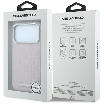 Husa MagSafe pentru Apple iPhone 18 Pro Max / 17 Pro Max, Karl Lagerfeld, Grained Mono Resin Logo, Roz