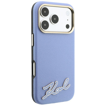 Husa MagSafe pentru Apple iPhone 18 Pro Max / 17 Pro Max, Karl Lagerfeld, Grained Resin Sign Logo, Bleu