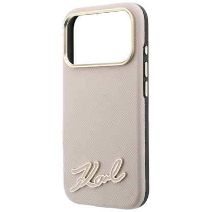 Husa MagSafe pentru Apple iPhone 18 Pro Max / 17 Pro Max, Karl Lagerfeld, Grained Resin Sign Logo, Roz
