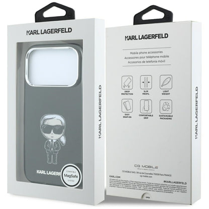 Husa MagSafe pentru Apple iPhone 18 Pro Max / 17 Pro Max, Karl Lagerfeld, HC IML Ikonik Sketch Print, Neagra