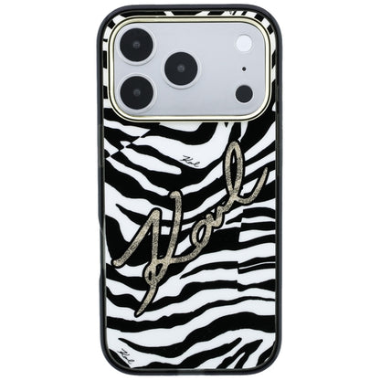 Husa MagSafe pentru Apple iPhone 18 Pro Max / 17 Pro Max, Karl Lagerfeld, HC IML Signature Zebra Glitter Gold, Neagra