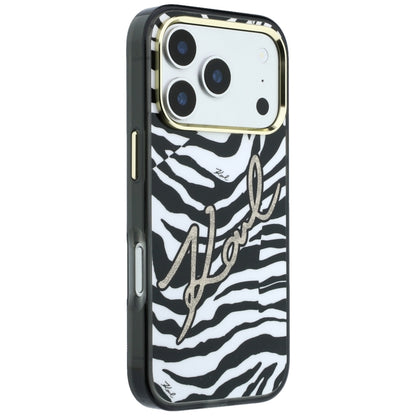 Husa MagSafe pentru Apple iPhone 18 Pro Max / 17 Pro Max, Karl Lagerfeld, HC IML Signature Zebra Glitter Gold, Neagra