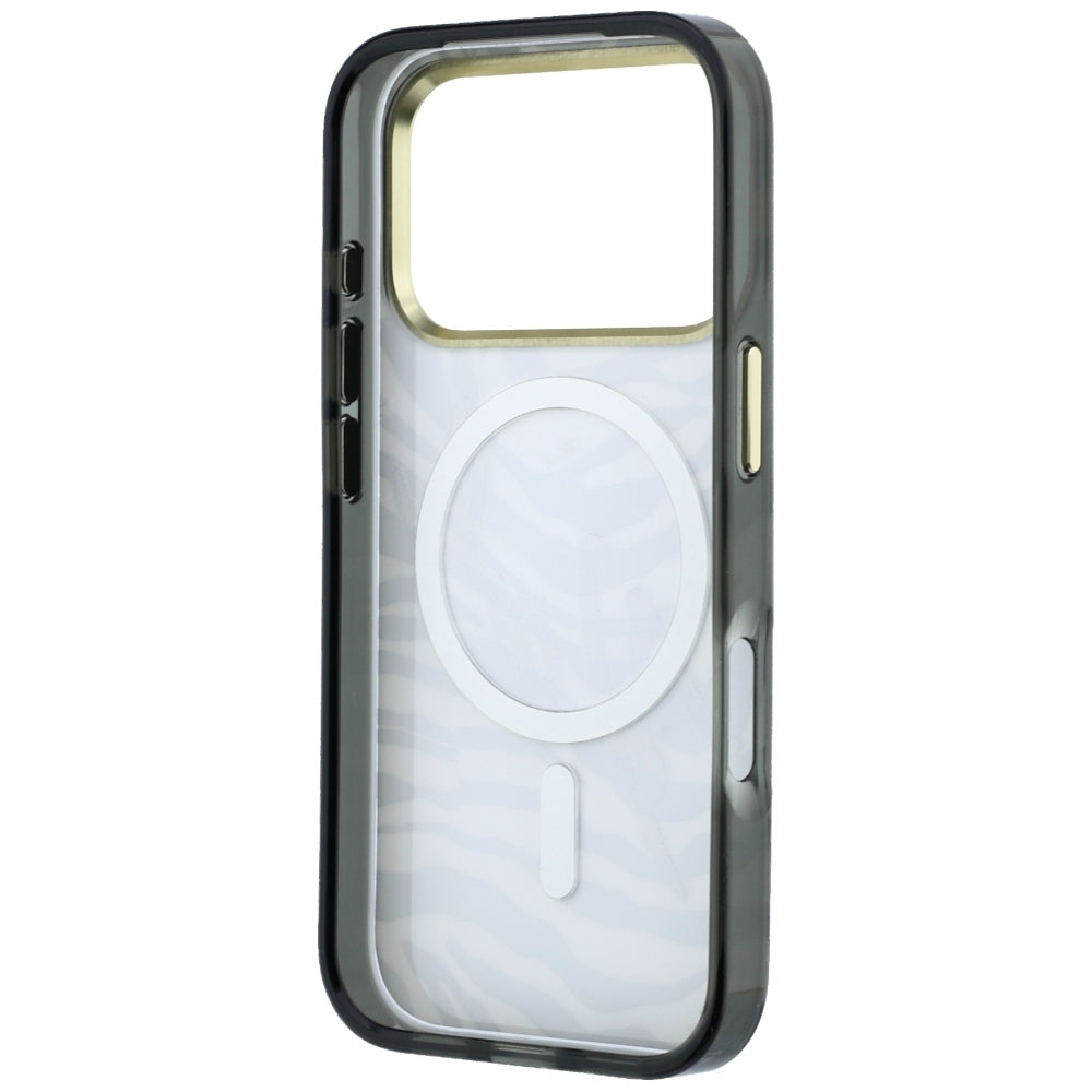 Husa MagSafe pentru Apple iPhone 18 Pro Max / 17 Pro Max, Karl Lagerfeld, HC IML Signature Zebra Glitter Gold, Neagra