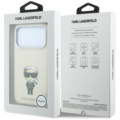 Husa MagSafe pentru Apple iPhone 18 Pro Max / 17 Pro Max, Karl Lagerfeld, Ikonik Sketch, Bej