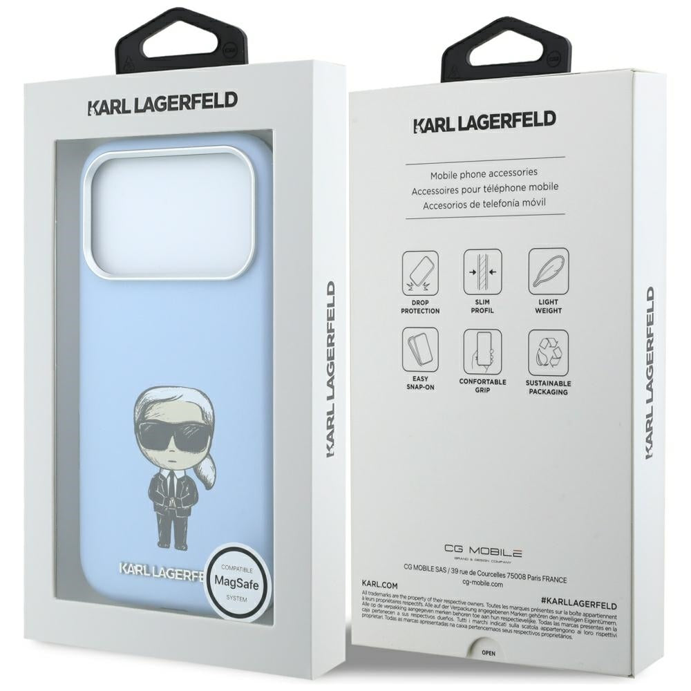 Husa MagSafe pentru Apple iPhone 18 Pro Max / 17 Pro Max, Karl Lagerfeld, Ikonik Sketch, Bleu