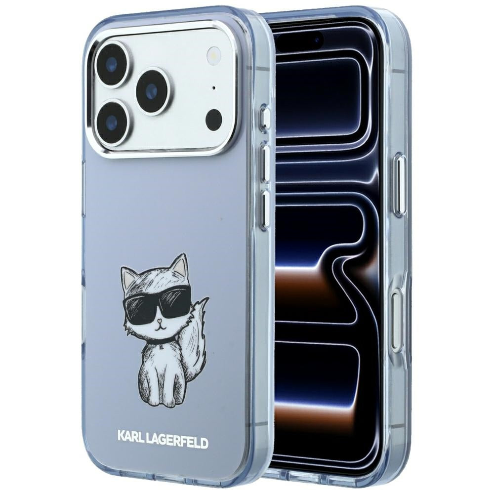 Husa MagSafe pentru Apple iPhone 18 Pro Max / 17 Pro Max, Karl Lagerfeld, IML Choupette Body Sketch Print, Albastra