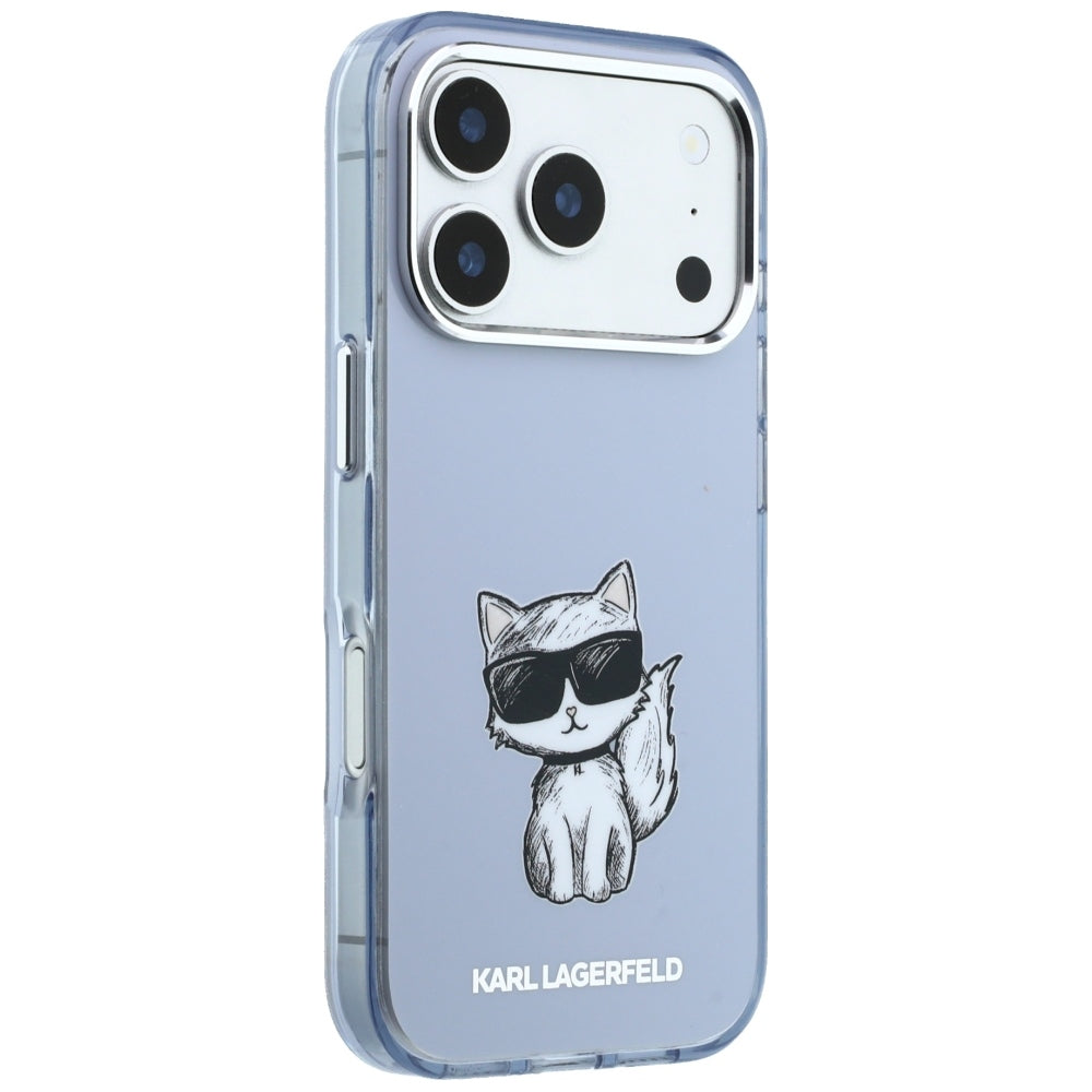 Husa MagSafe pentru Apple iPhone 18 Pro Max / 17 Pro Max, Karl Lagerfeld, IML Choupette Body Sketch Print, Albastra